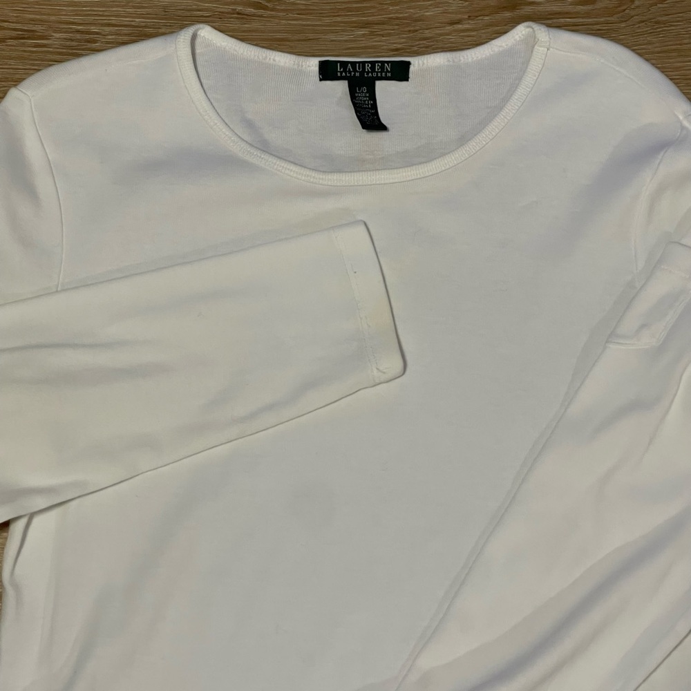 Ralph Lauren White Long Sleeve Top